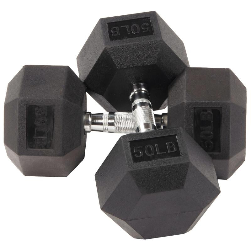Balancefrom Rubber Encased Hex Dumbbells, 15 Lbs Pair, Black